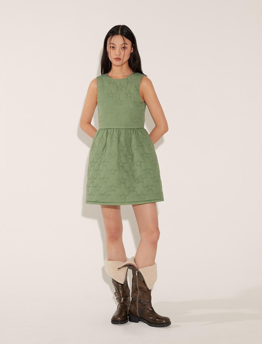 STAR QUILTING DRESS [OLIVE]